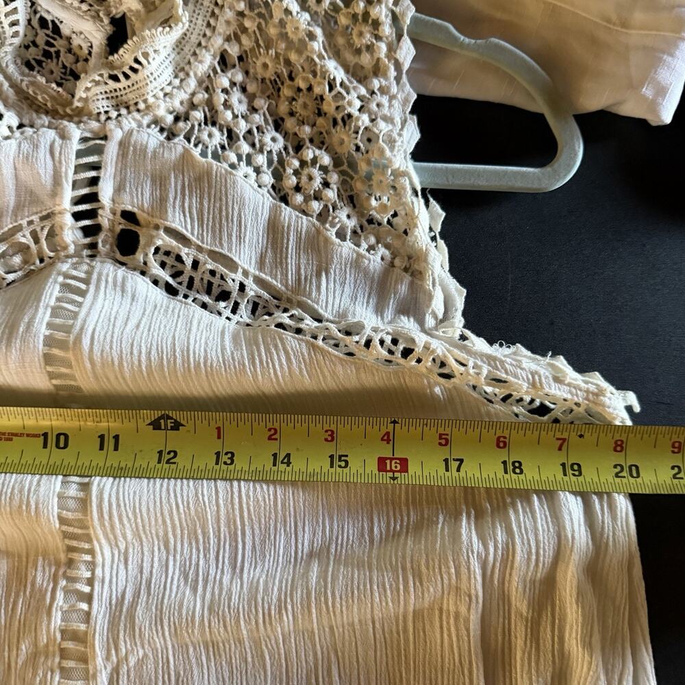 FATE Boho Crochet Lace Maxi Dress Medium Ivory Sleeveless Cottagecore Festival - Picture 7 of 13